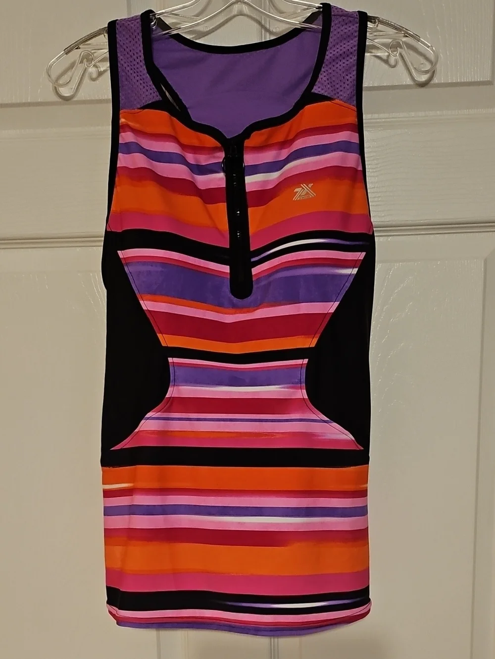 ZeroXposur Striped One-Piece Swimsuit in Orange, Pink & Purple - Picture 1 of 12